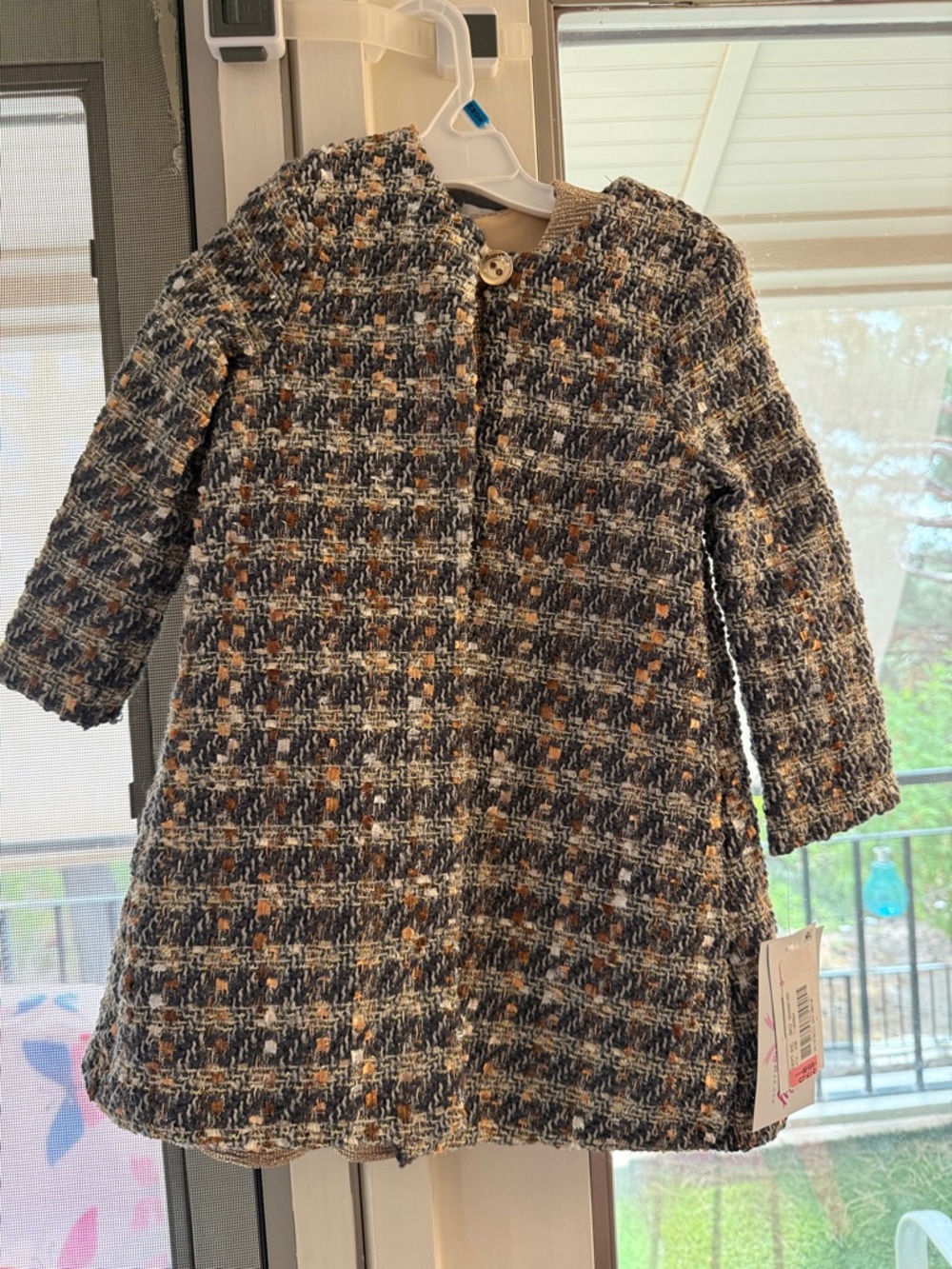 Bonnie Baby Navy, Cream & Brown Tweed Peacoat